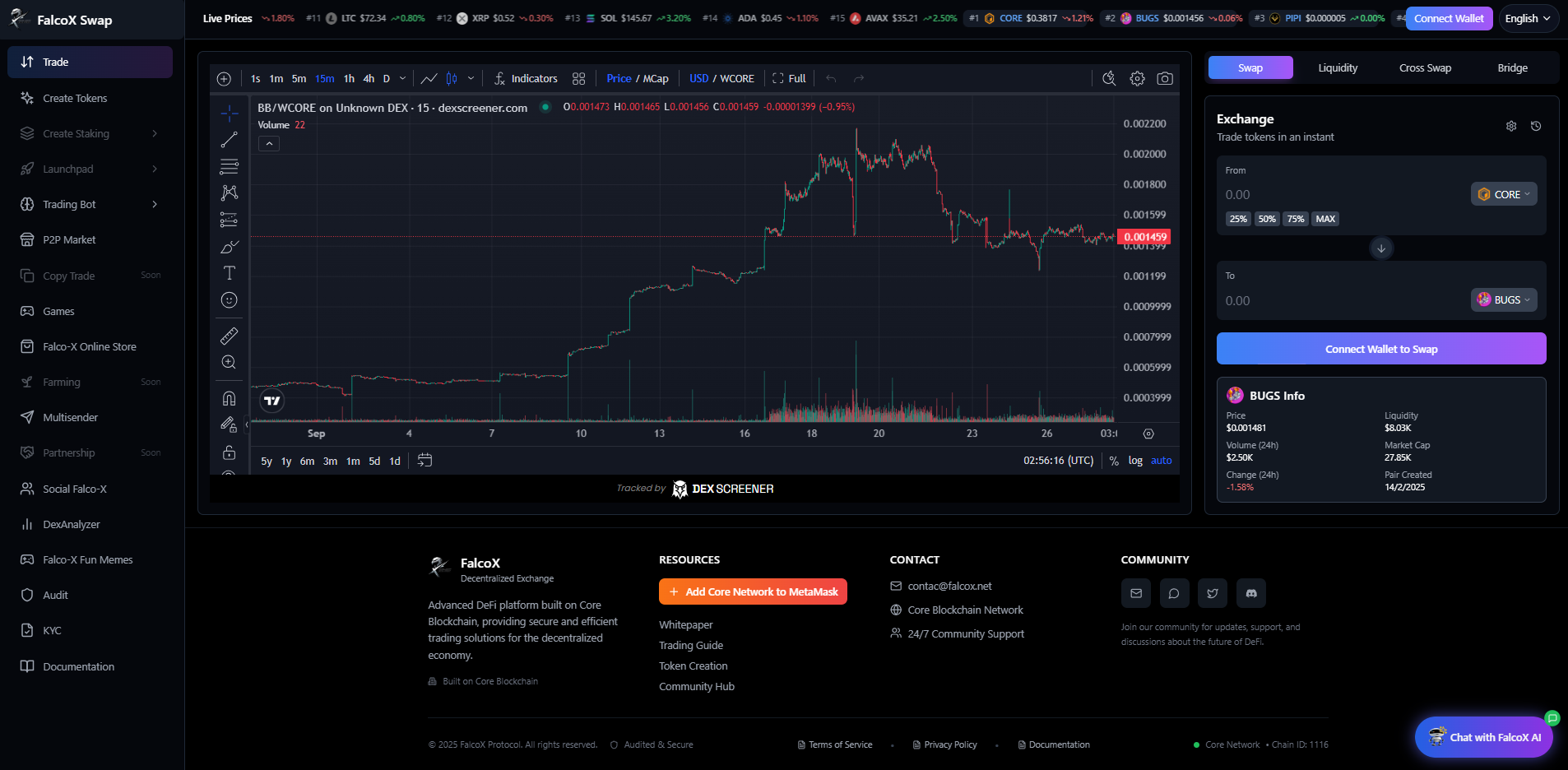 Falco-X-Swap Interface