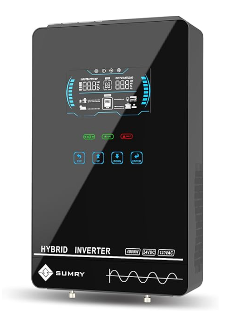 UMRY - Inversor solar híbrido, 4000 W, 24 V CC a 120 V CA, convertidor de corriente de onda sinusoidal pura, cubierta superior de vidrio con pantalla LCD, controlador de carga MPPT de 140 A - Enviar a Cuba - Precio $459.99 - Envío rápido todas las provincias Cuba